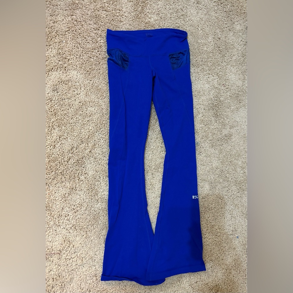 Split58 flared blue workout tights